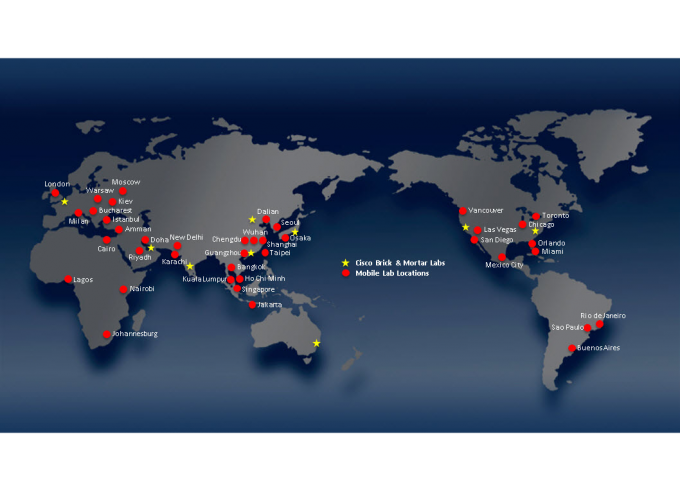 Map of Cisco Lab Locations and proposed Mobile Lab